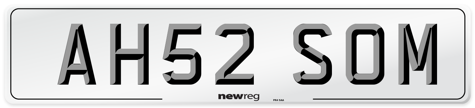 AH52 SOM Number Plate from New Reg